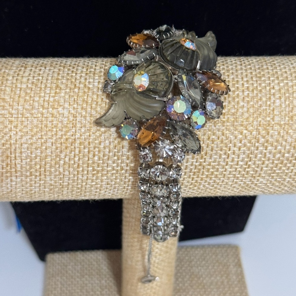 Rare EDLEE signed rhinestone bracelet and the famous cornucopia stones. Sz 6 1/2